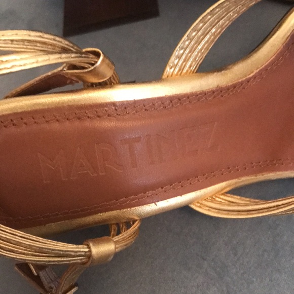 Souliers Martinez Penelope 55 Metallic Leather Slingback Sandals - Picture 3 of 9